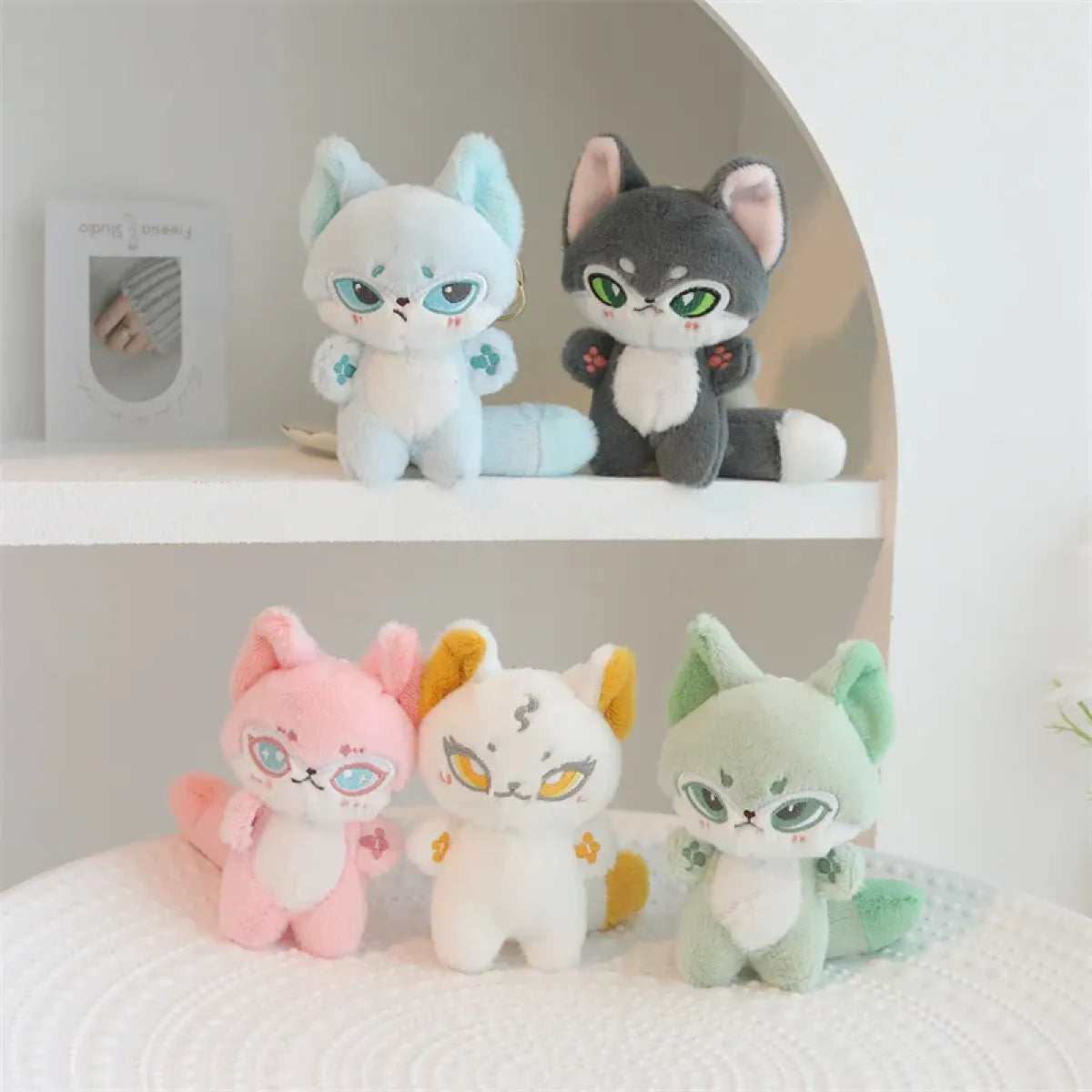Kawaii Emotion Wolf Plush Toy - Cute Stuffed Wolf Doll