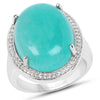 15.09 Carat Genuine Amazanite And White Topaz .925 Sterling Silver Ring