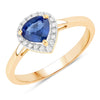 0.73 Carat Genuine Blue Sapphire and White Diamond 14K Yellow Gold Ring