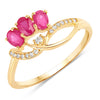 0.71 Carat Genuine Ruby and White Diamond 14K Yellow Gold Ring