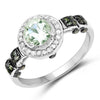 1.07 Carat Genuine Green Amethyst, Green Diamond and White Diamond .925 Sterling Silver Ring