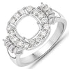 0.73 Carat Genuine White Diamond 14K White Gold Semi Mount Ring - holds 8x8mm Cushion Gemstone