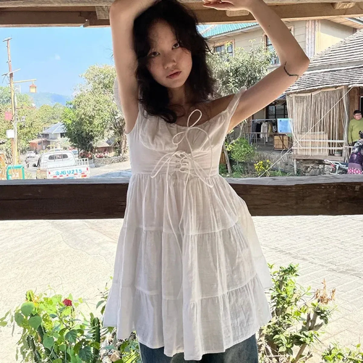 Fairy Kei Ruffle Tie Dress