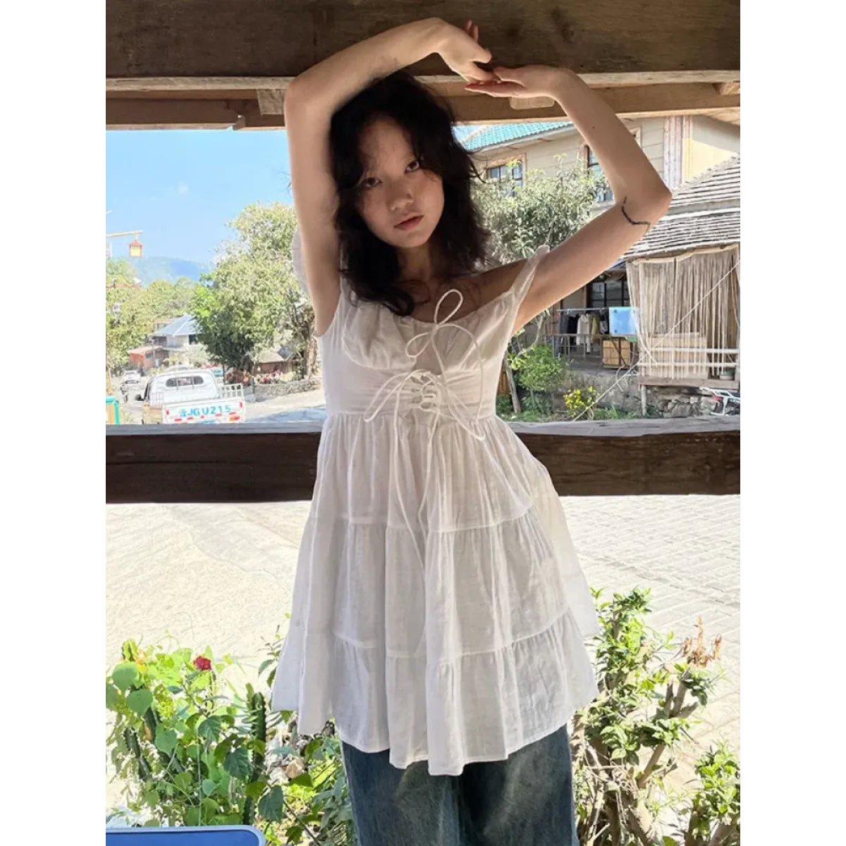 Fairy Kei Ruffle Tie Dress