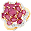 14K Yellow Gold Plated 4.18 Carat Genuine Glass Filled Ruby .925 Sterling Silver Ring
