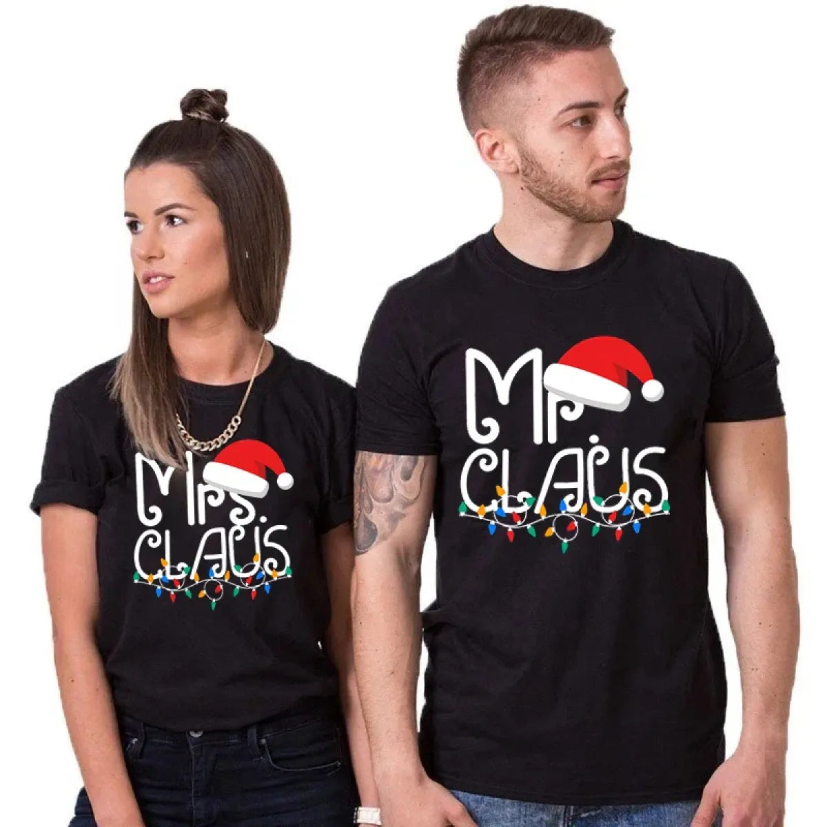 Mrs. Claus Christmas T-Shirt - Festive Holiday Lights Graphic Tee