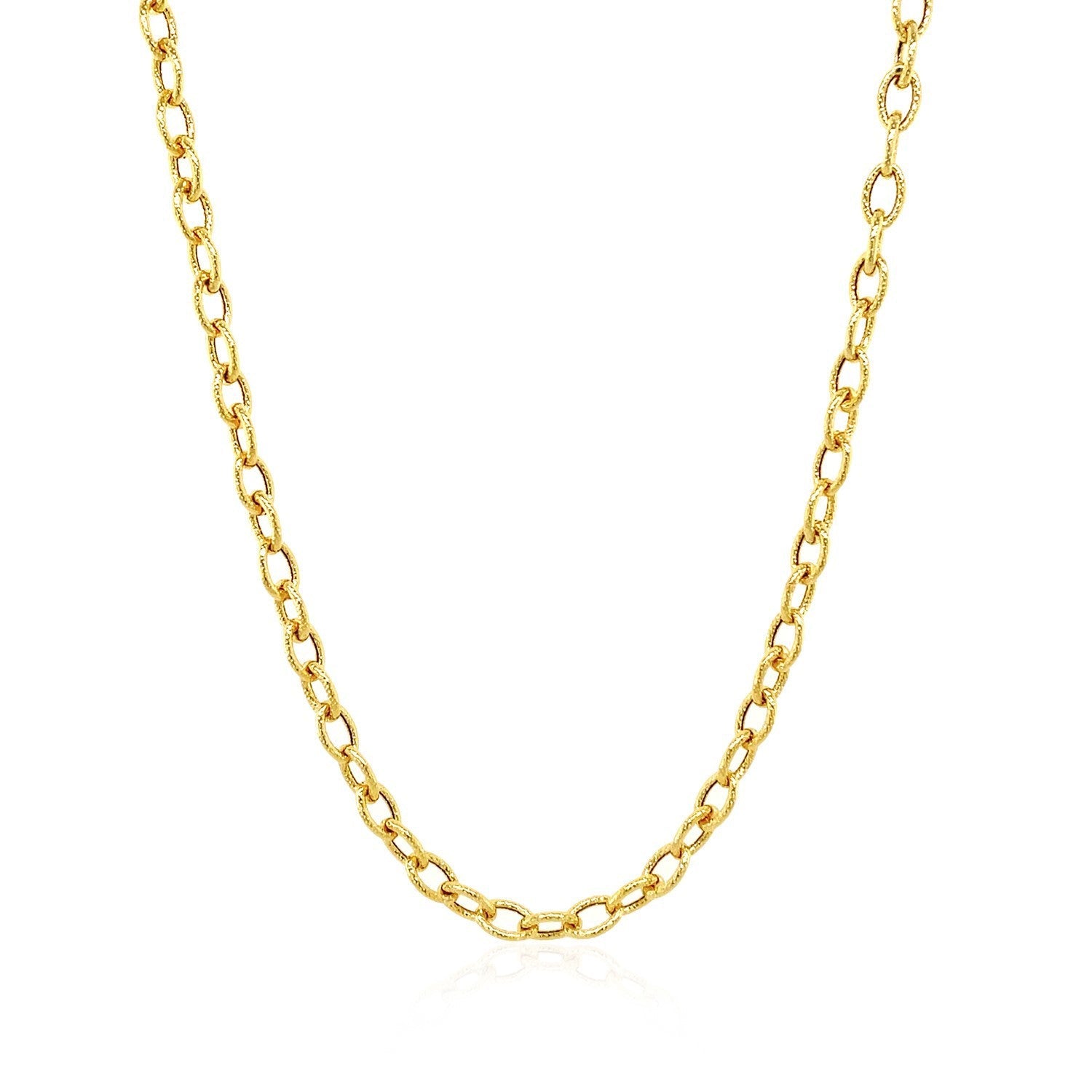 3.5mm 14k Yellow Gold Pendant Chain with Textured Links