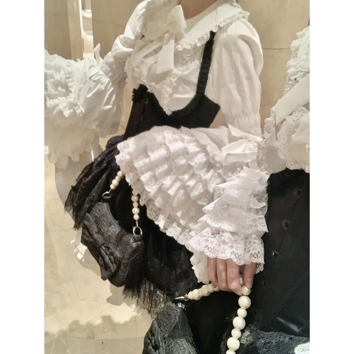 Kawaii Flare Sleeve Bow Blouse