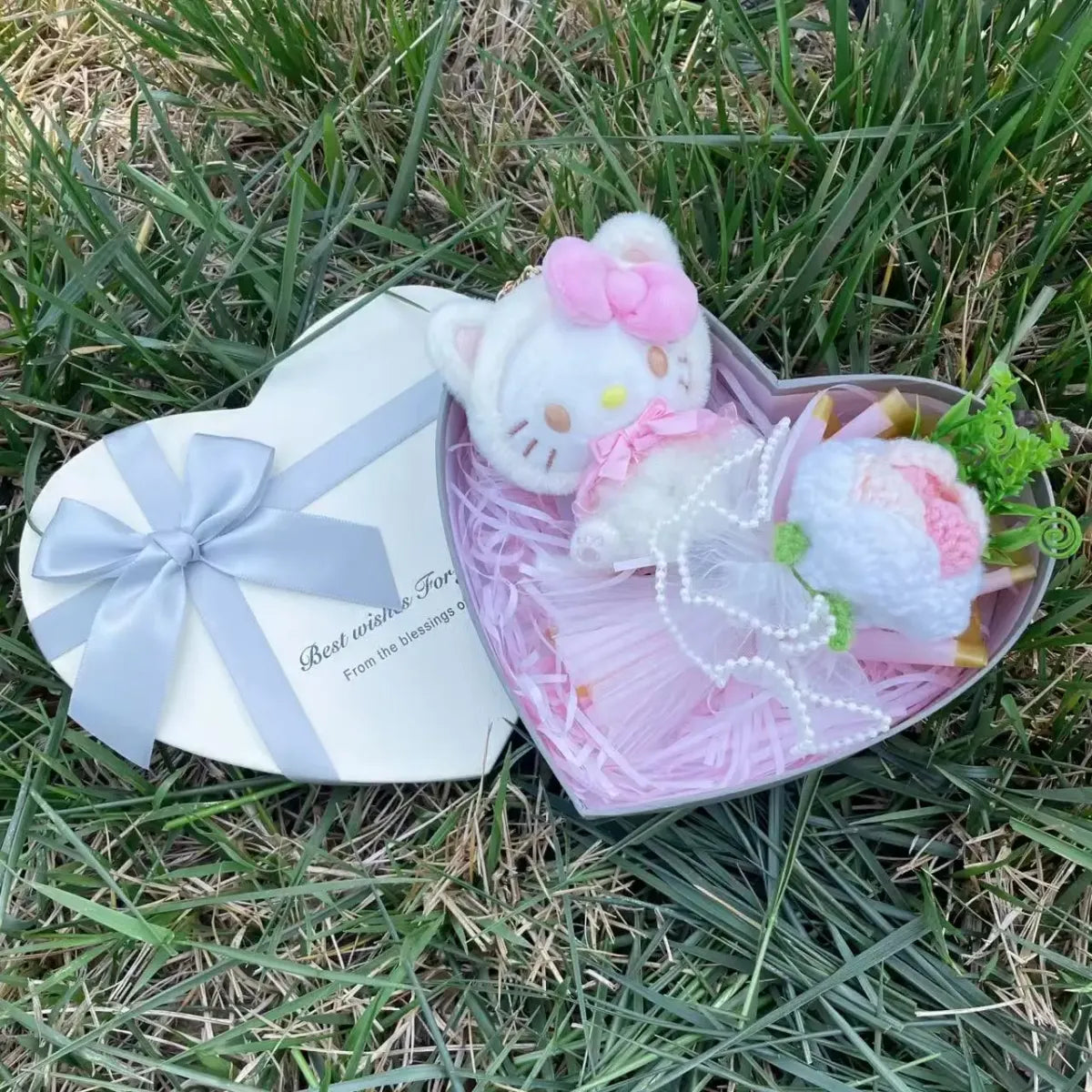 Kawaii Plush Gift Box – Kuromi, My Melody, Hello Kitty Heart Box Gift Set