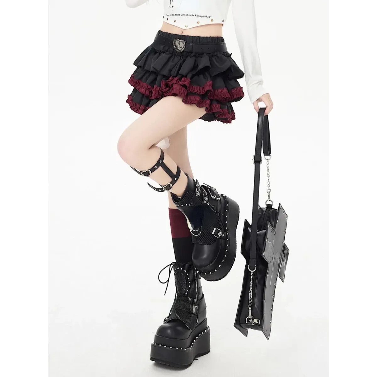 Ruffle Mini Skirt – Gothic Harajuku Y2K Emo Aesthetic