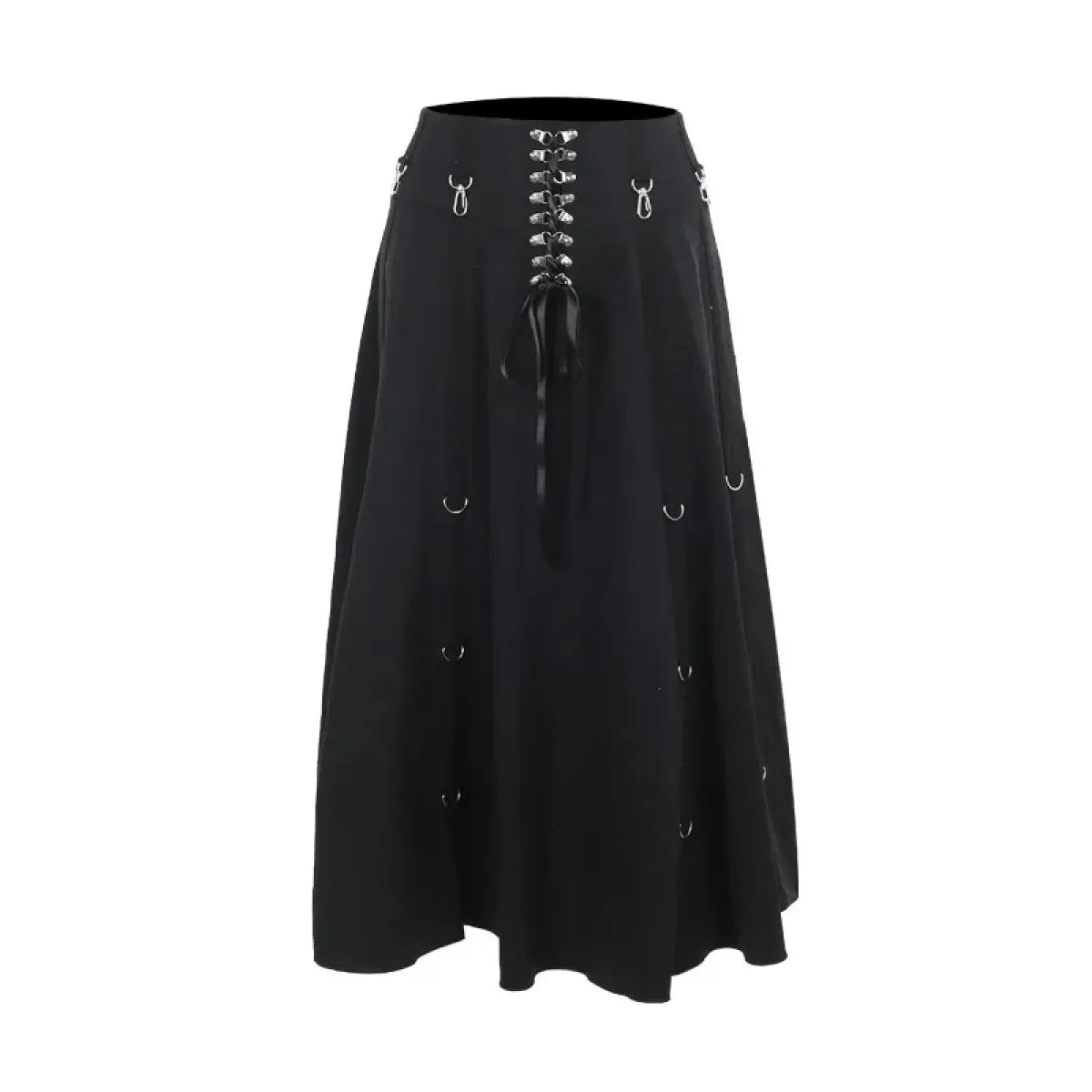 Gothic High Waist Ruffle Skirt – Punk Grunge Corset A-Line Skirt