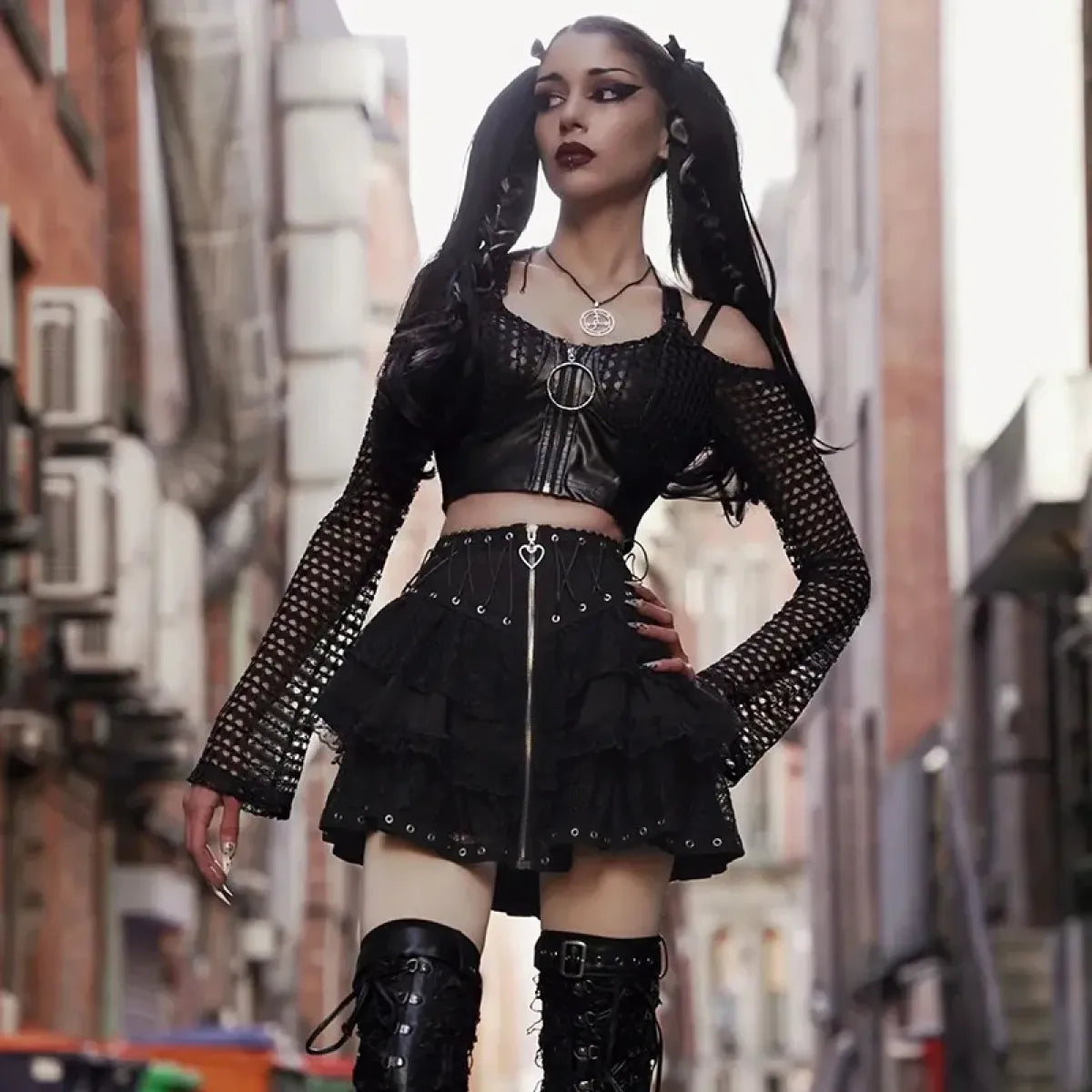 Punk Vintage High-Waist Skirt – Kawaii Harajuku Gothic Mini