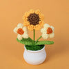 Handmade Crochet Sunflower Plush – Potted Desktop Decor Gift