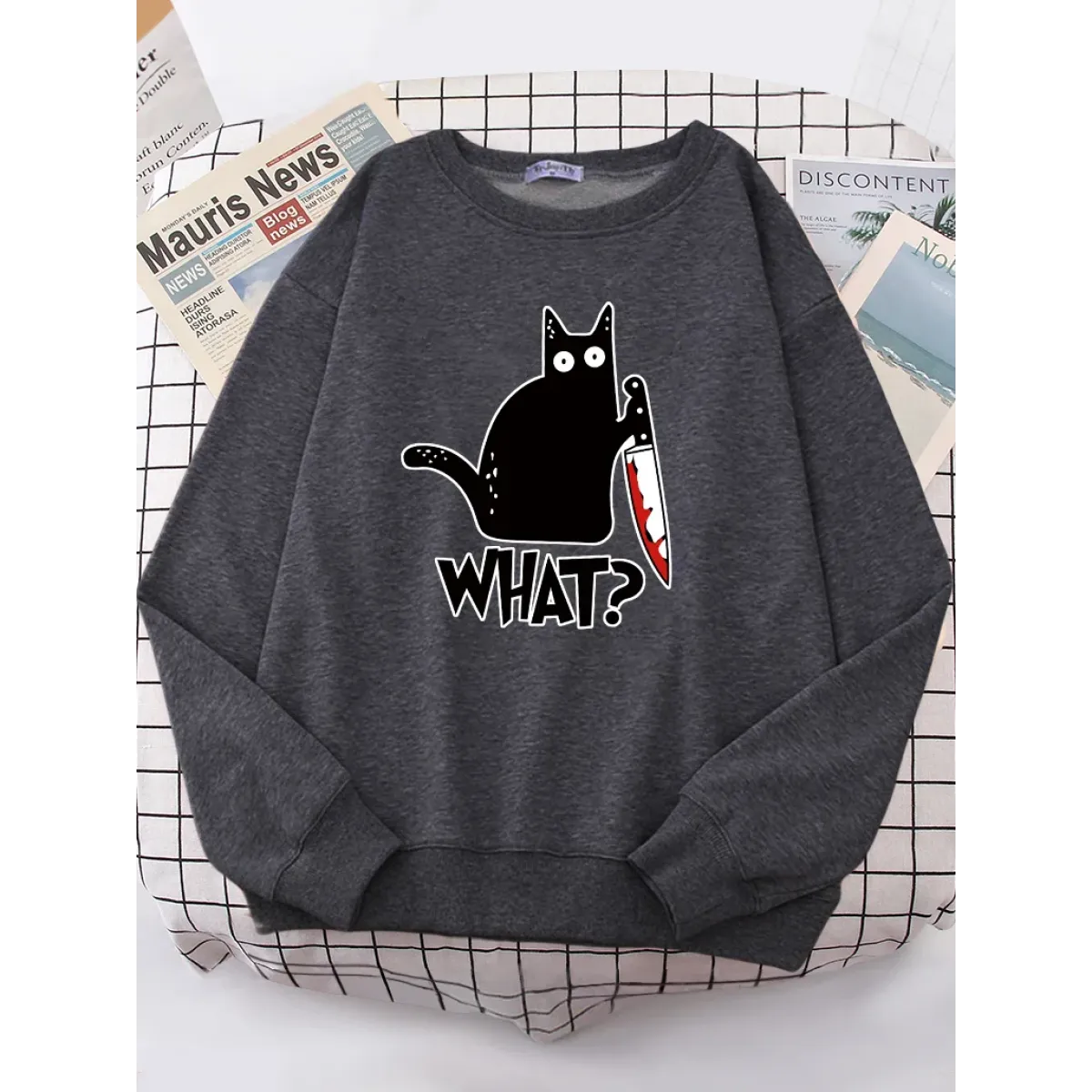 Kitty Say "What?" Sweatshirt - Harajuku Casual Hoody