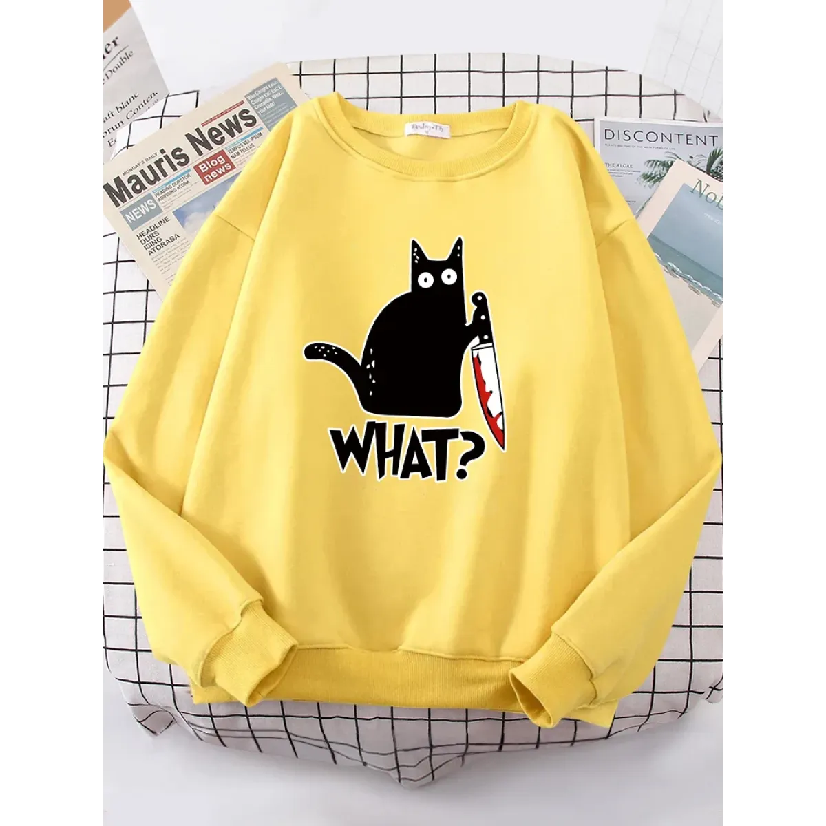 Kitty Say "What?" Sweatshirt - Harajuku Casual Hoody