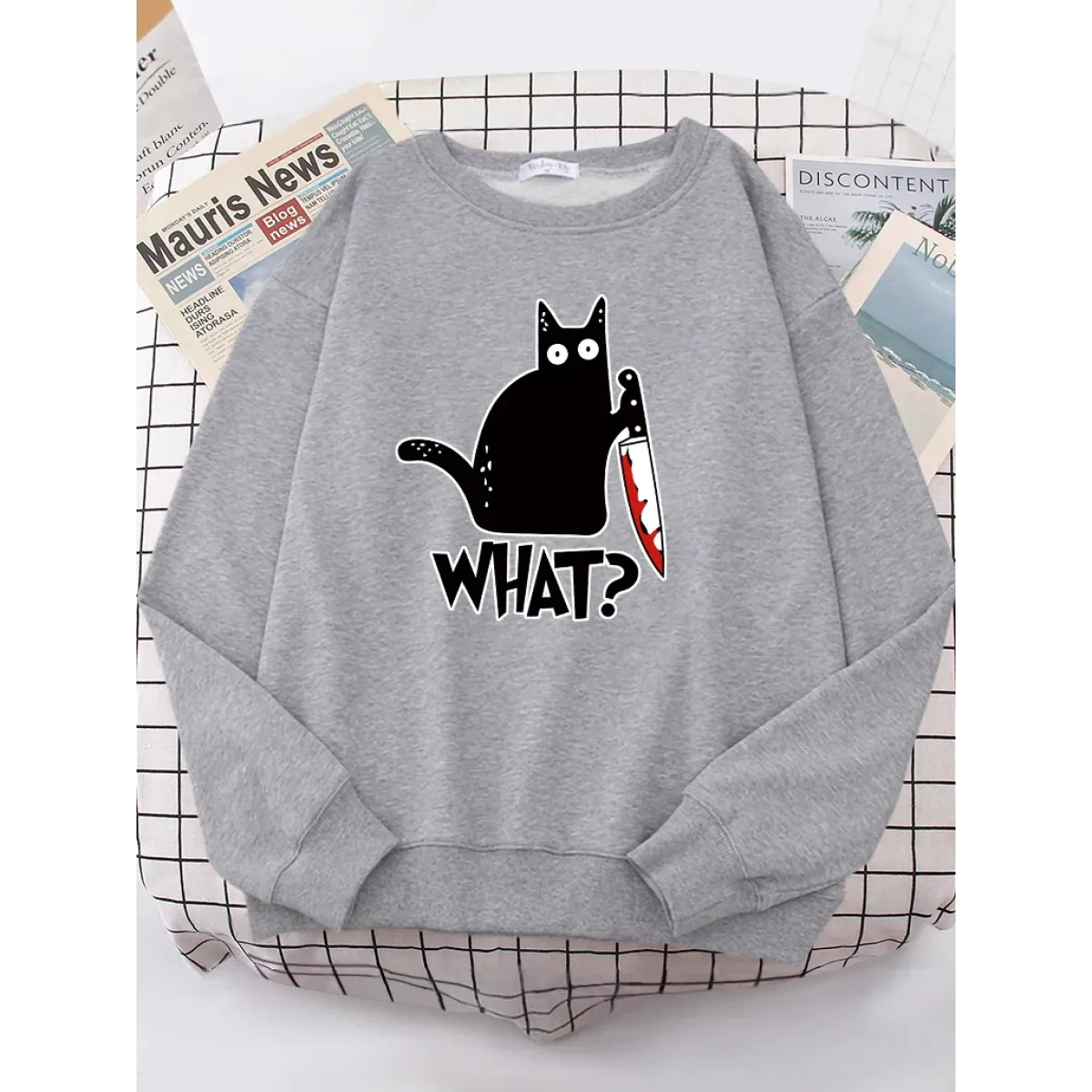 Kitty Say "What?" Sweatshirt - Harajuku Casual Hoody