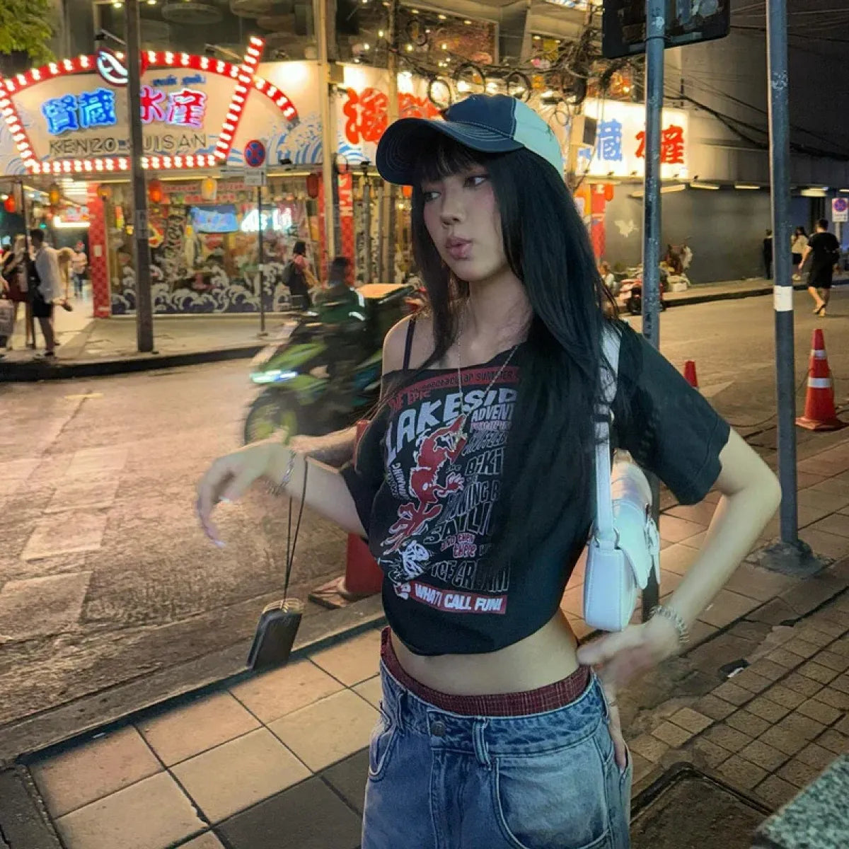 Harajuku Gothic Off-Shoulder T-Shirt