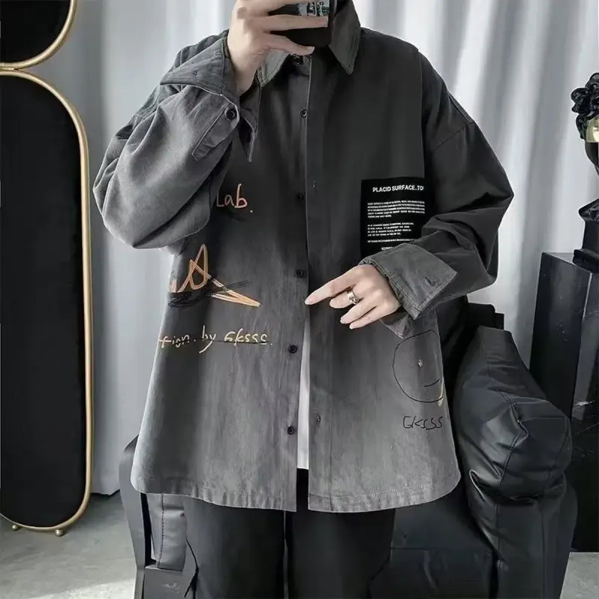 Harajuku Graphic Button Up Shirt