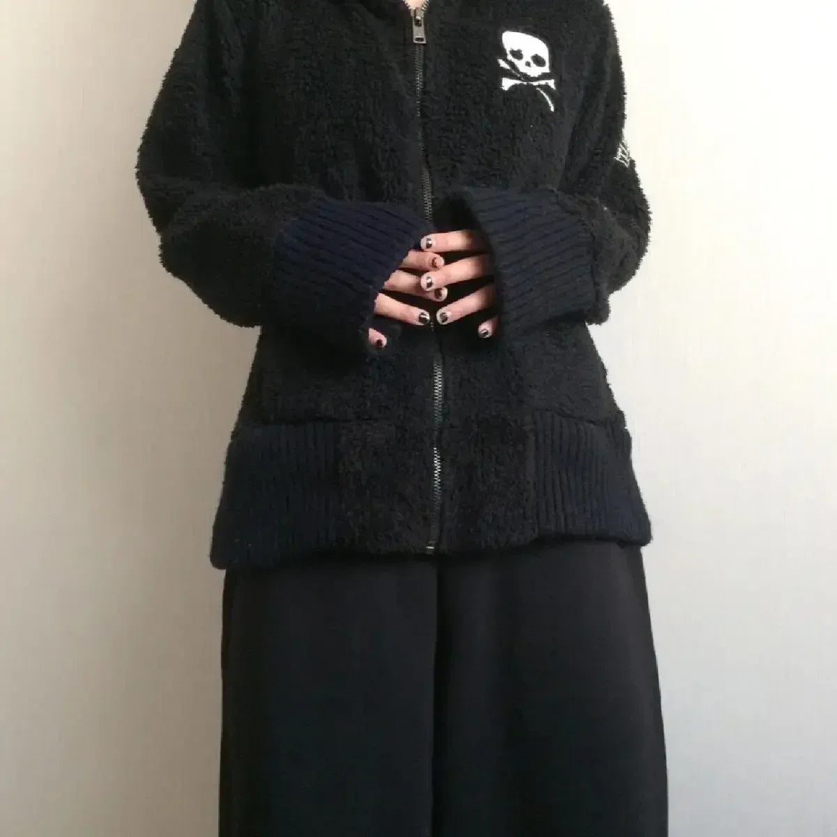 Harajuku Grunge Skull Zip Hoodie