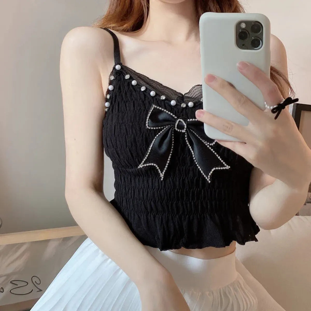 Harajuku Lace Bow Crop Top