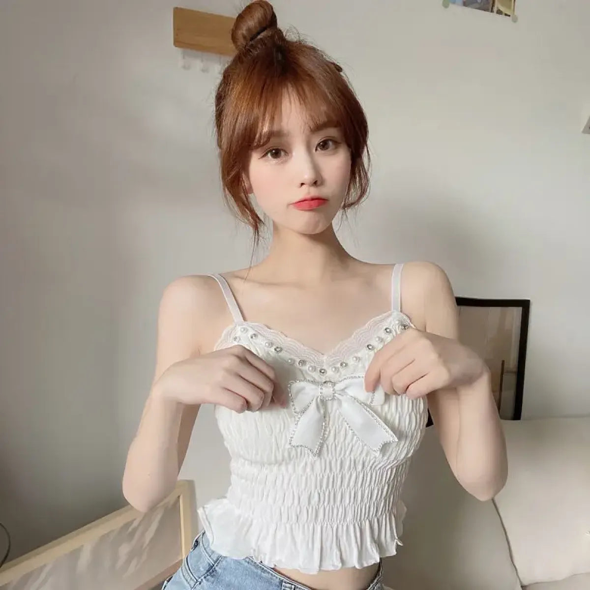 Harajuku Lace Bow Crop Top