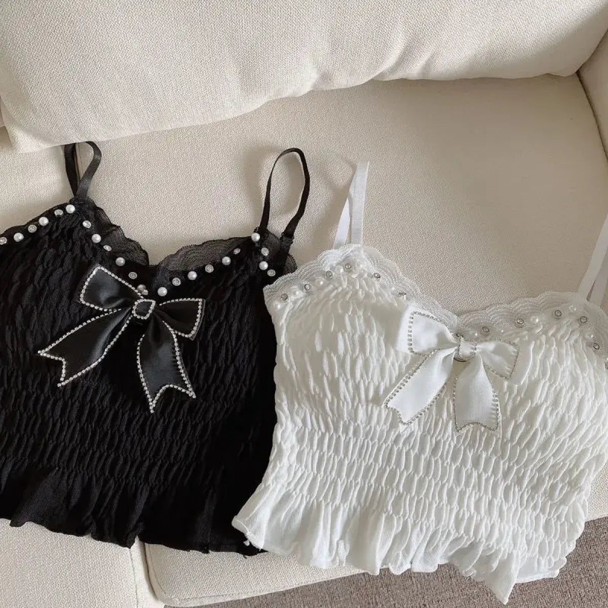 Harajuku Lace Bow Crop Top