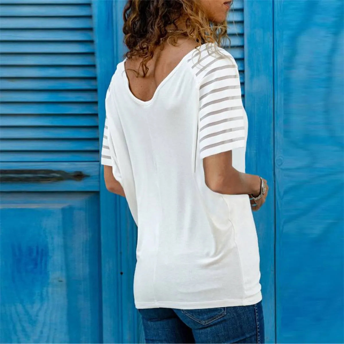 Harajuku Style Mesh Sleeve Shirt