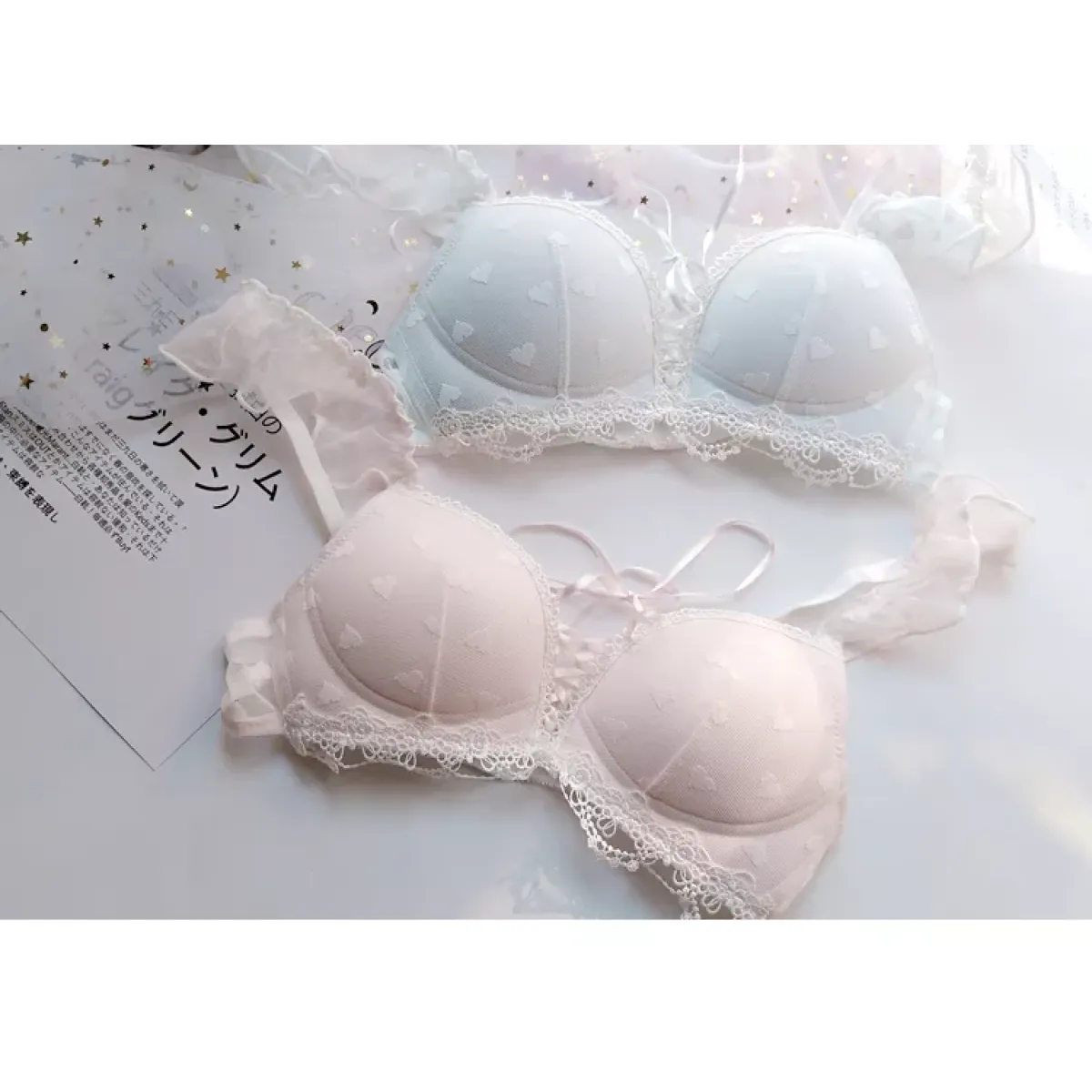 Harajuku Kawaii Fashion Japanese Heart Lace Lingerie Set