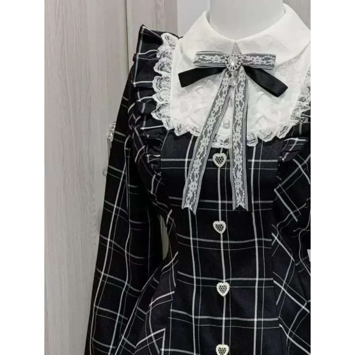 Lolita Plaid Lace Trim Dress