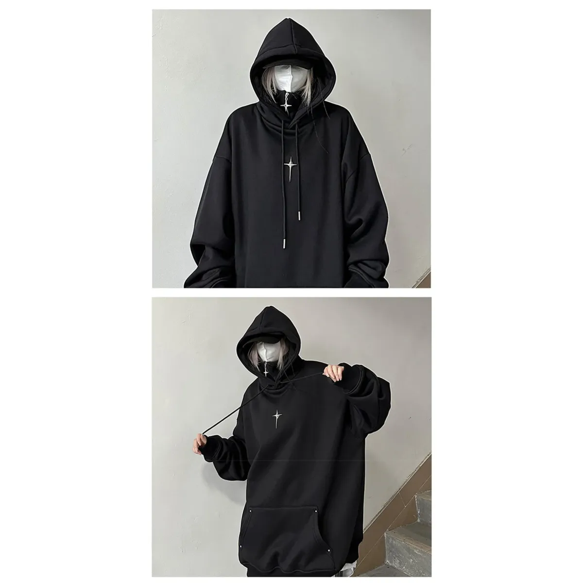 Harajuku High Neck Hoodie