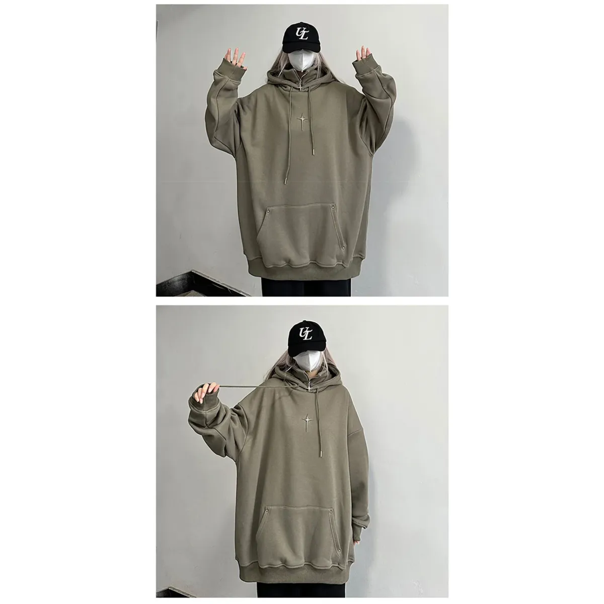 Harajuku High Neck Hoodie