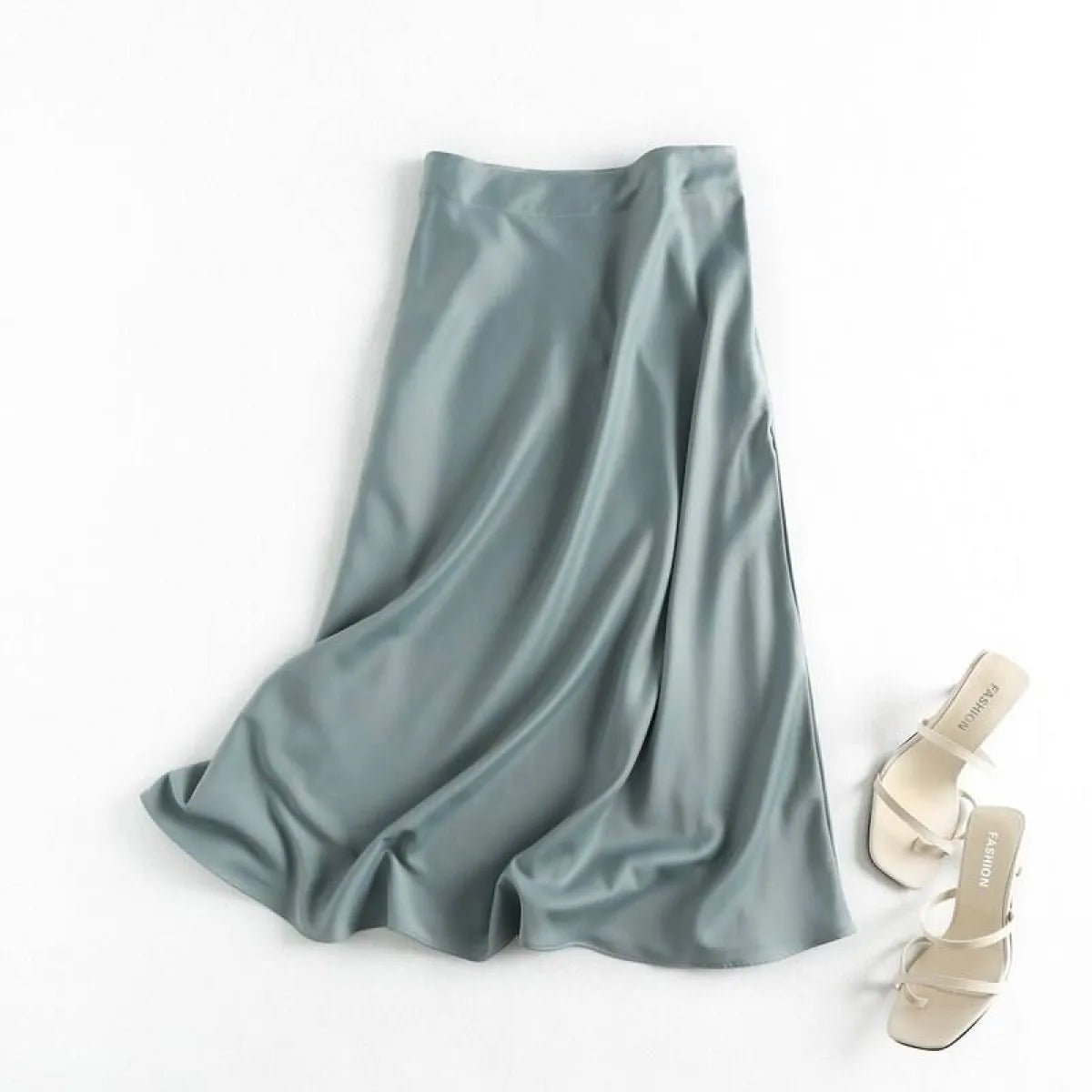 High-rise A-line Satin Skirt