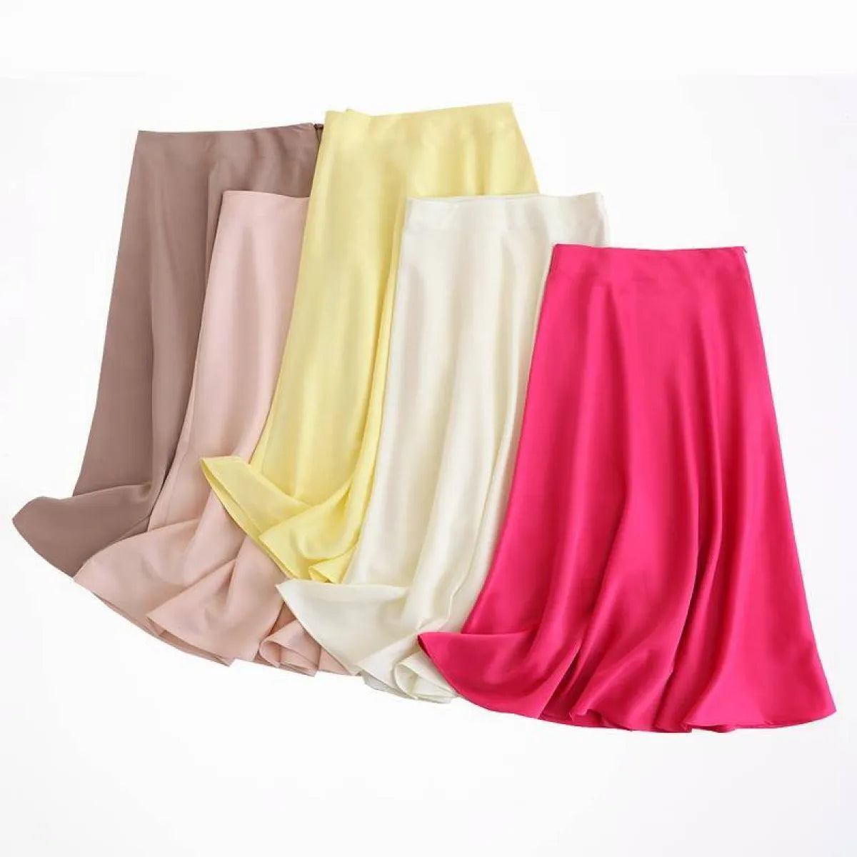 High-rise A-line Satin Skirt
