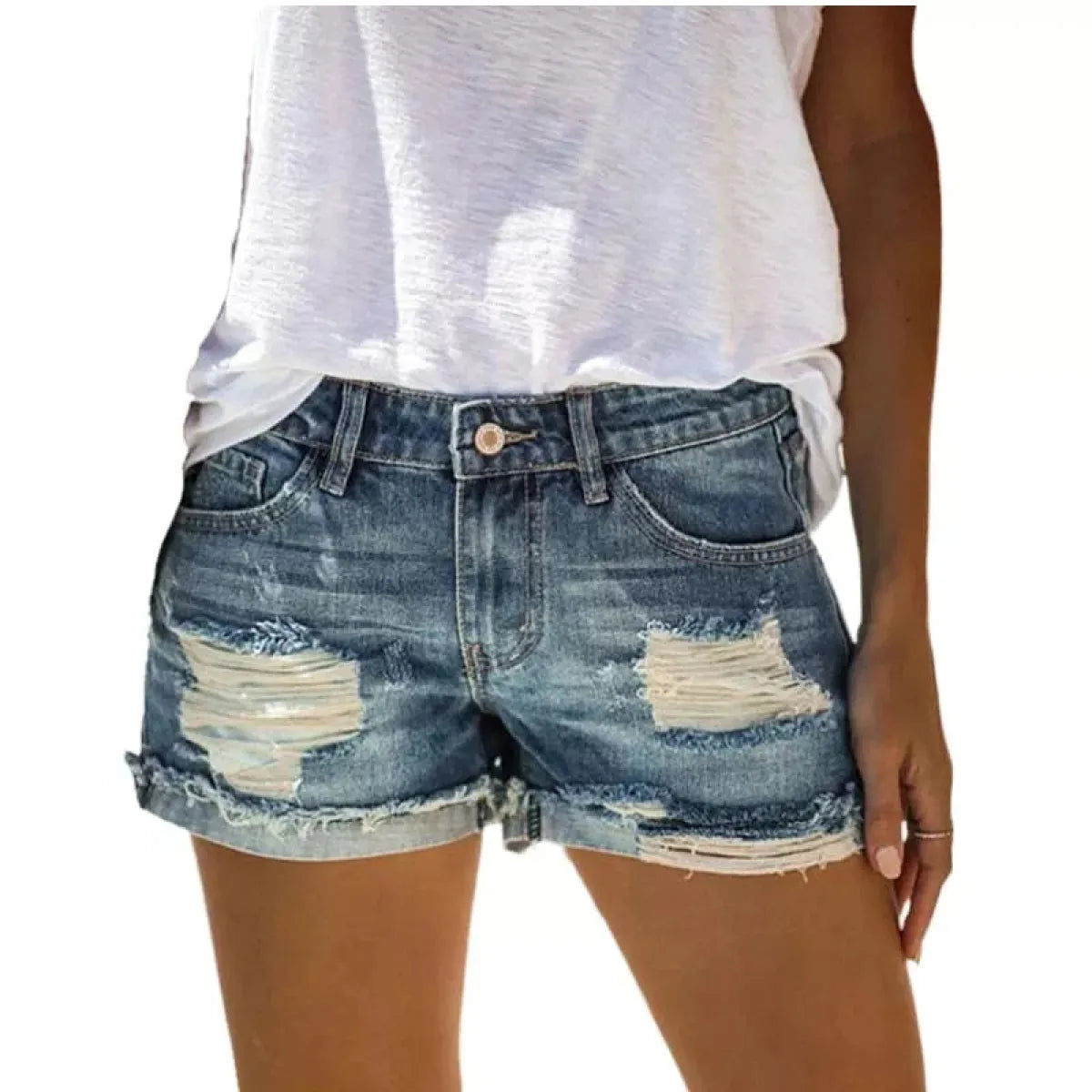 Korean Style High Waist Jean Shorts