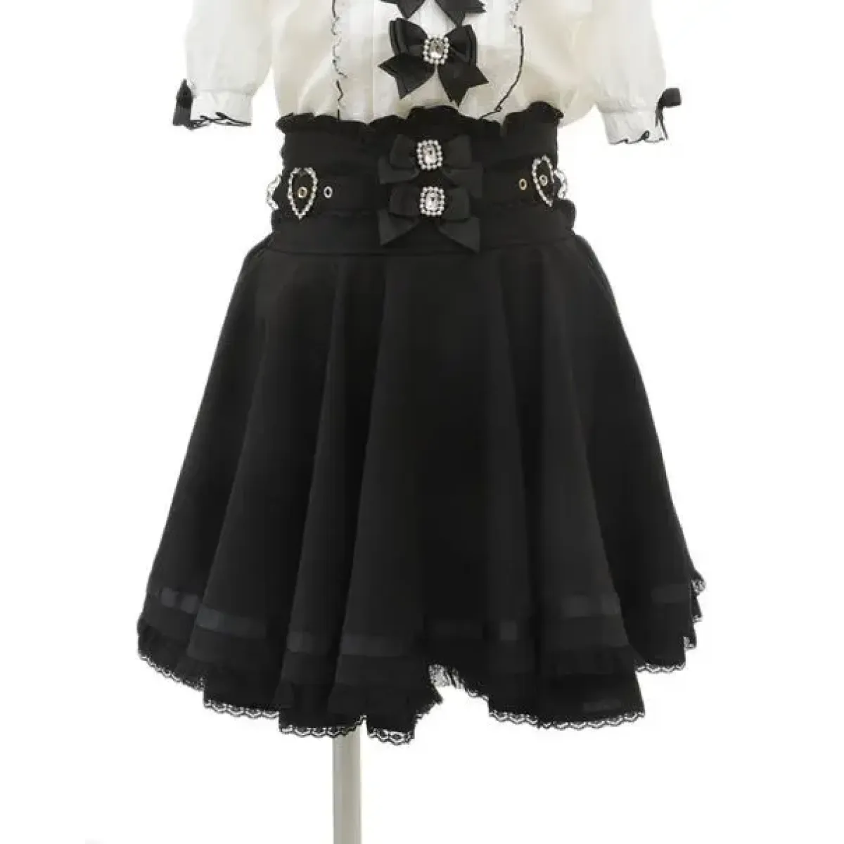 High Waist Lolita Skirt – Lace Trim & Bow Detail