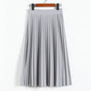 High Waist Pleated Length Elastic Skirt