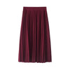 High Waist Pleated Length Elastic Skirt