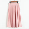 High Waist Pleated Length Elastic Skirt