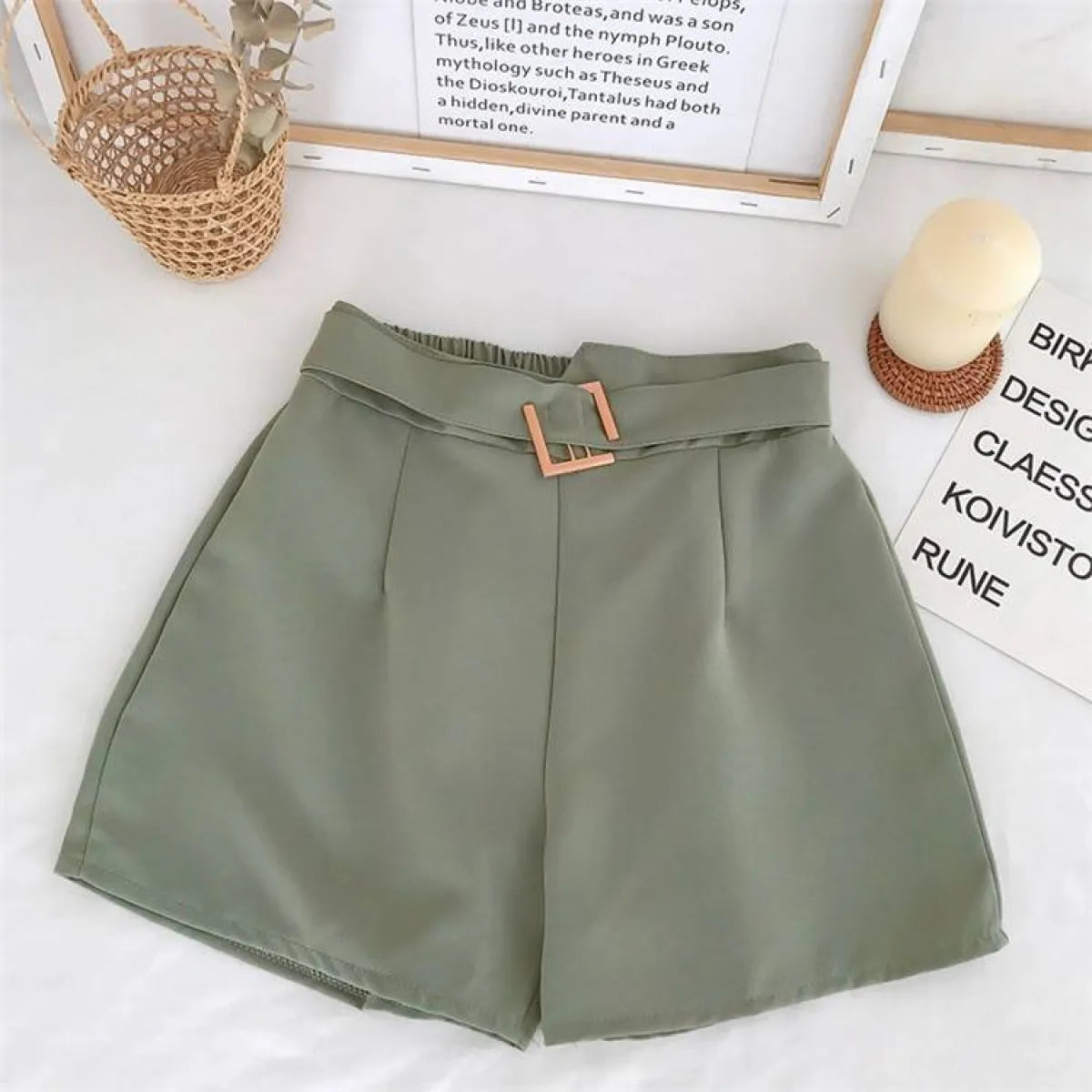 Solid High Waist Shorts