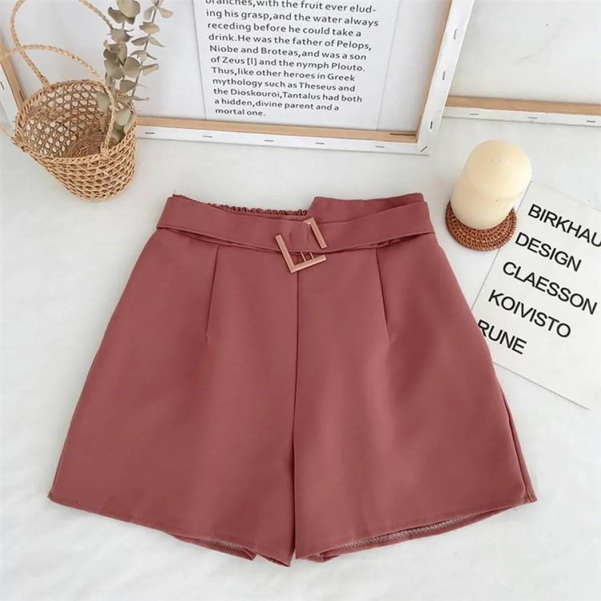 Solid High Waist Shorts