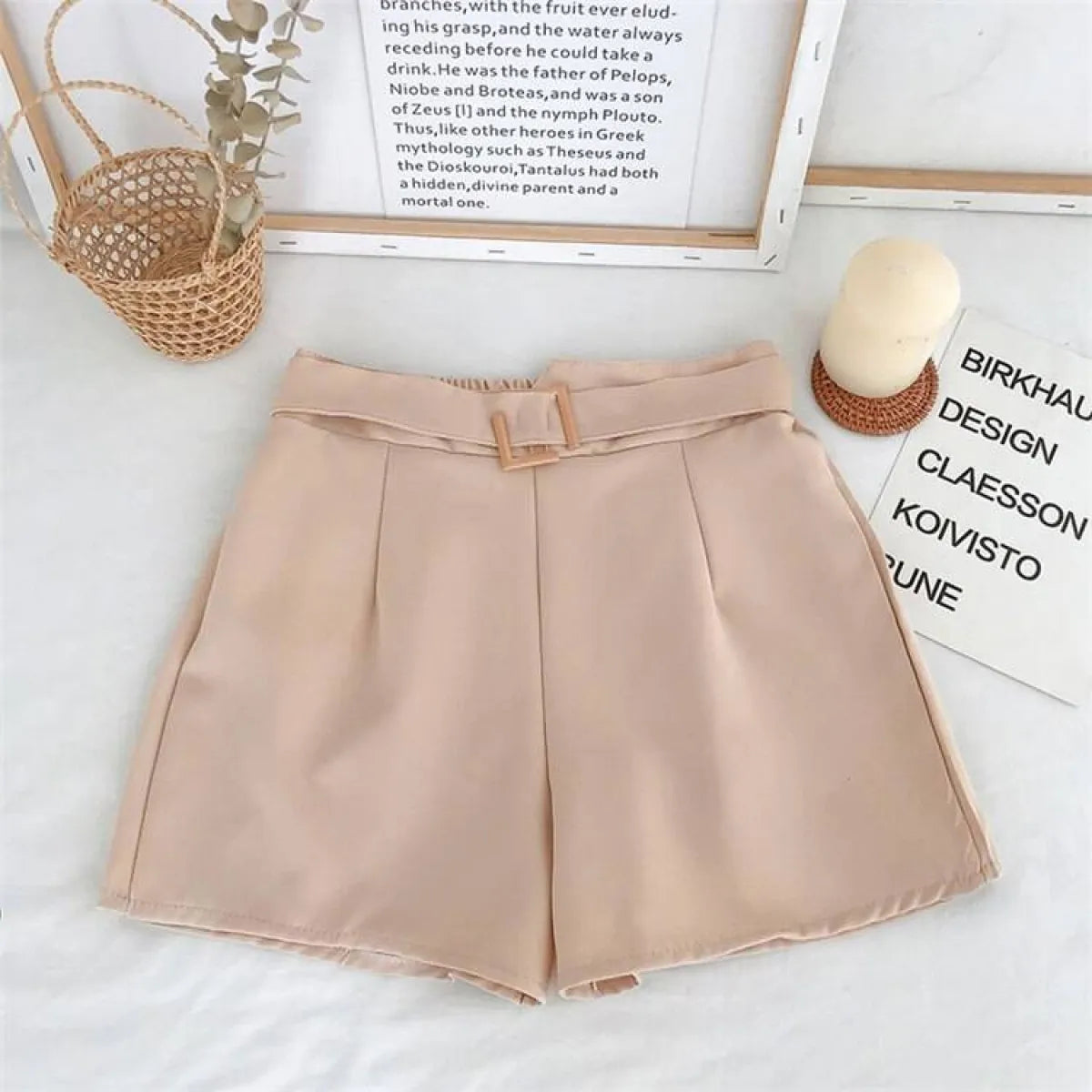 Solid High Waist Shorts