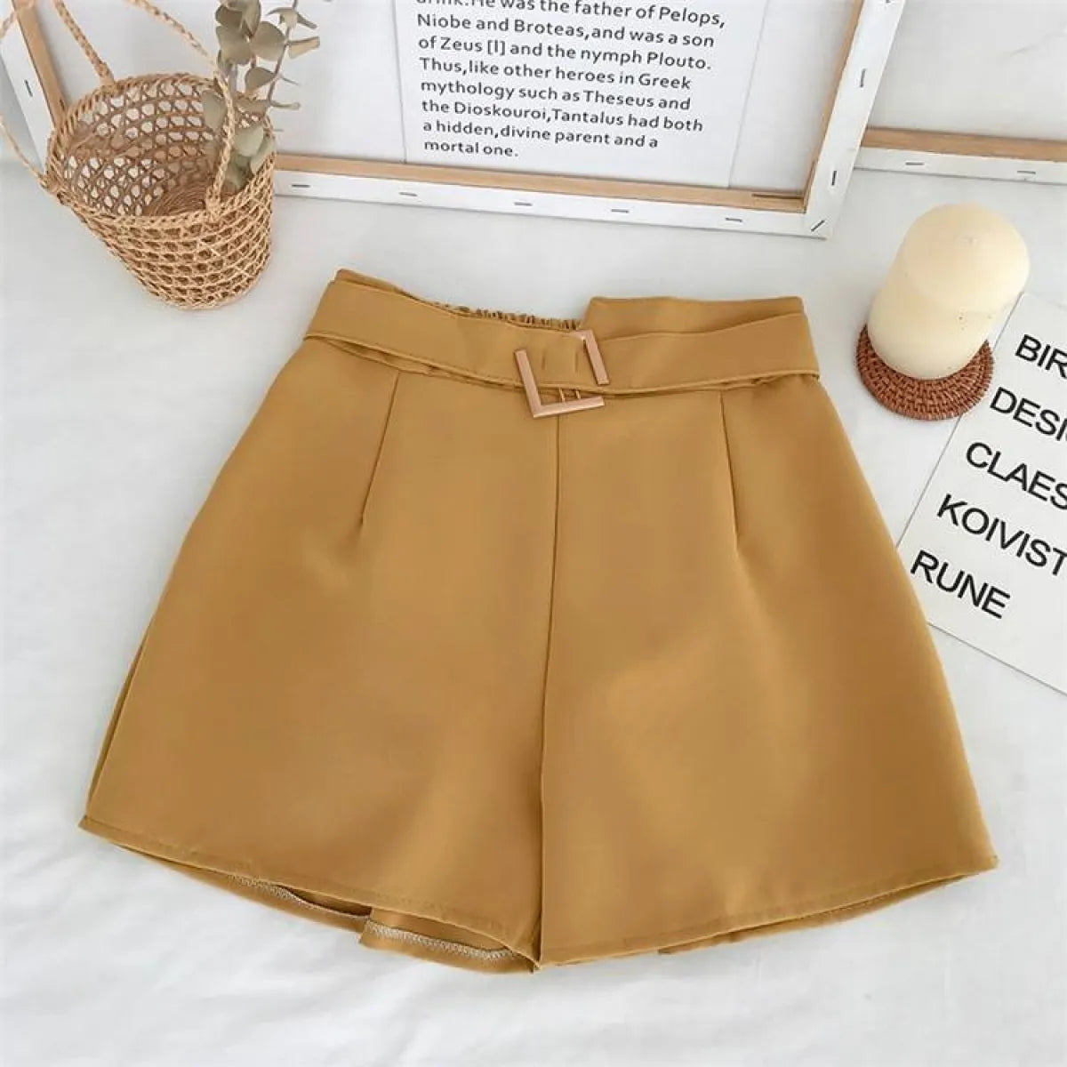 Solid High Waist Shorts