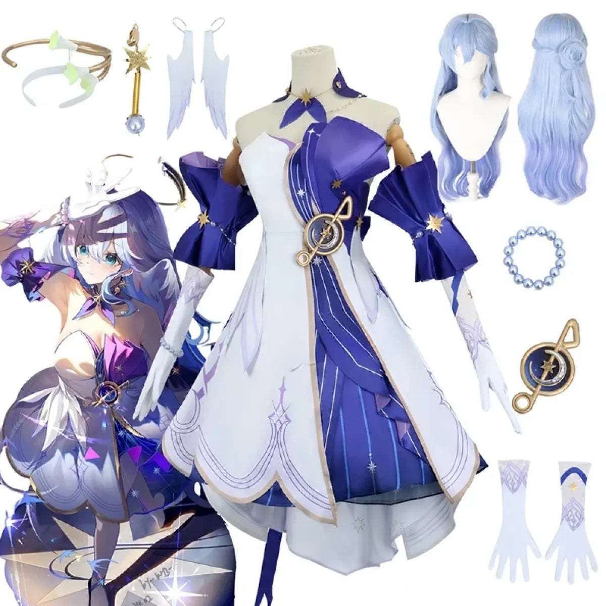 Honkai Star Rail March 7th Cosplay Costume with Wig & Accessories