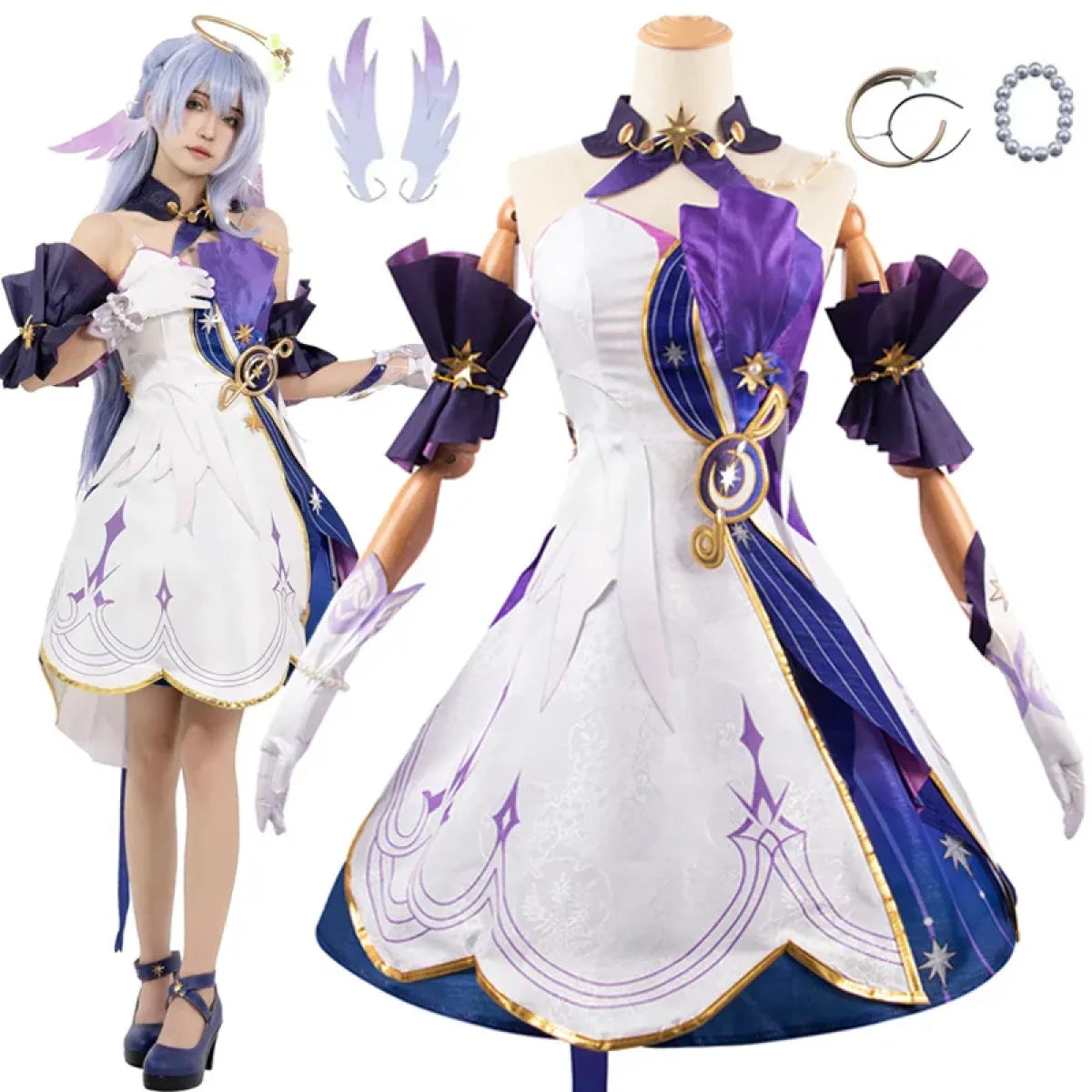 Honkai Star Rail Robin Cosplay Costume – Dress, Wig, Wings & Accessories