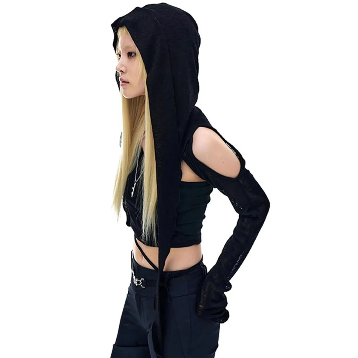 Hooded Long Sleeve Crop Top