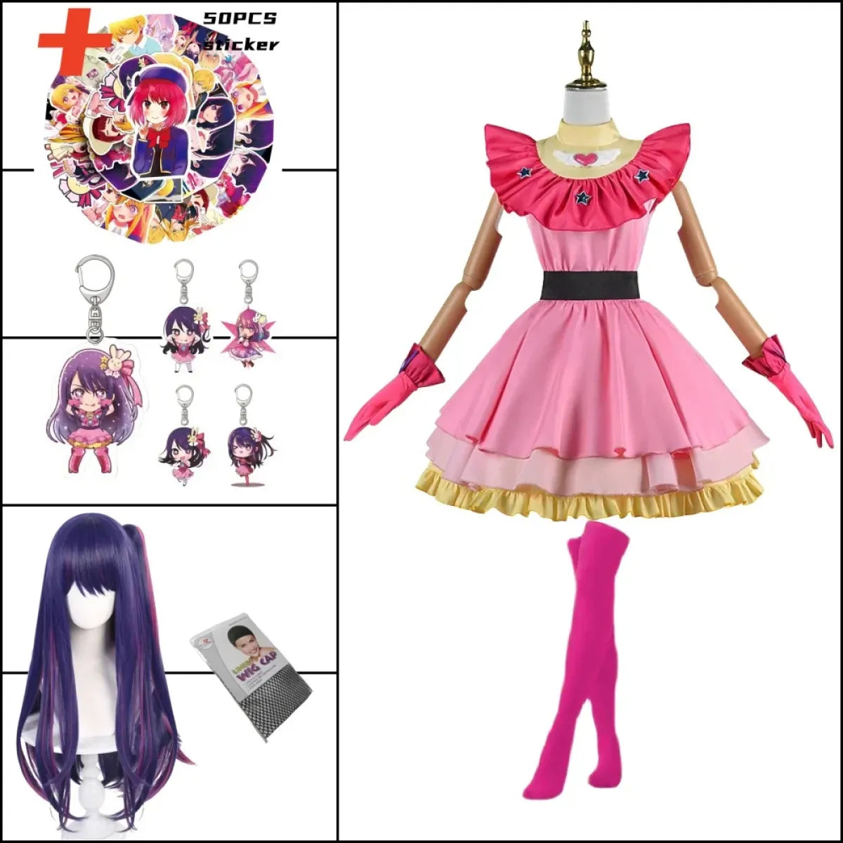 OSHI NO KO Ai Hoshino Cosplay Costume - Lolita Pink Uniform Dress