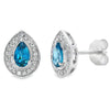 London Blue Topaz Diamond Stud Earrings 10KT White Gold