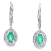 .90ct Emerald Diamond Dangle Earrings 10KT White Gold