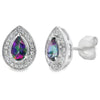 Mystic Fire Topaz Diamond Stud Earrings 10KT White Gold