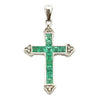 Emerald Diamond Cross Religious Pendant 10KT White Gold